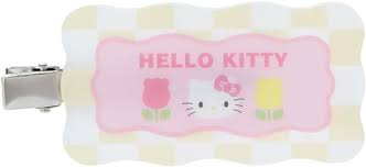 SANRIO JAPAN ORIGINAL HELLO KITTY BANGS HAIR CLIP SET PASTEL CHECKER