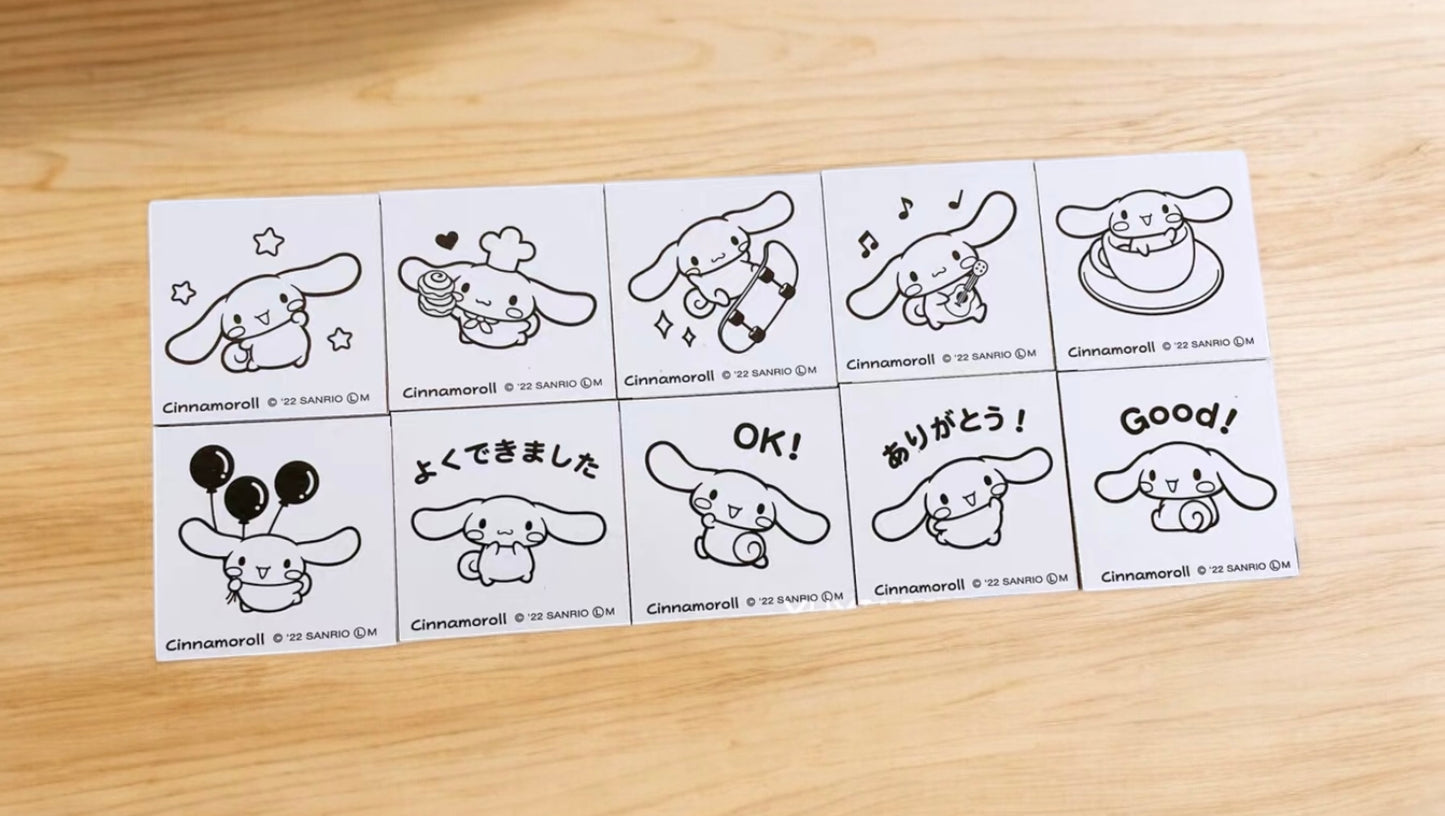 SANRIO WOOD RUBBER STAMPS SET CINNAMOROLL ( 10 PCS )