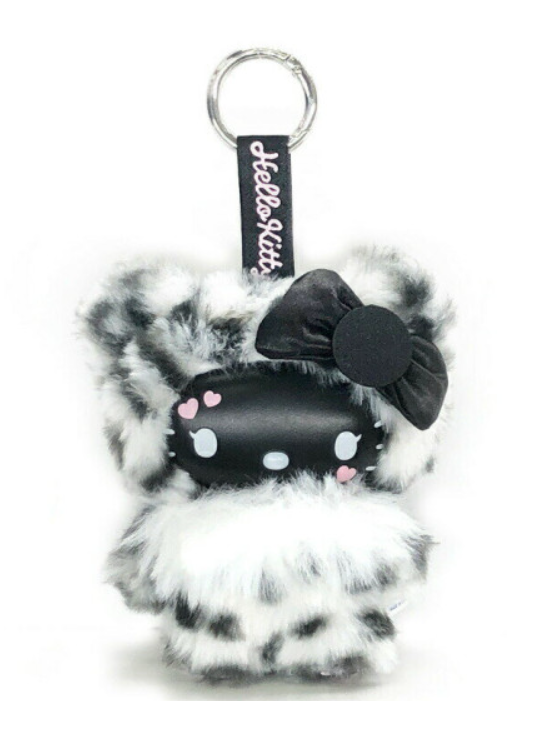 SANRIO ORIGINAL HELLO KITTY FINE FACE BLACK LEOPARD MASCOT HOLDER