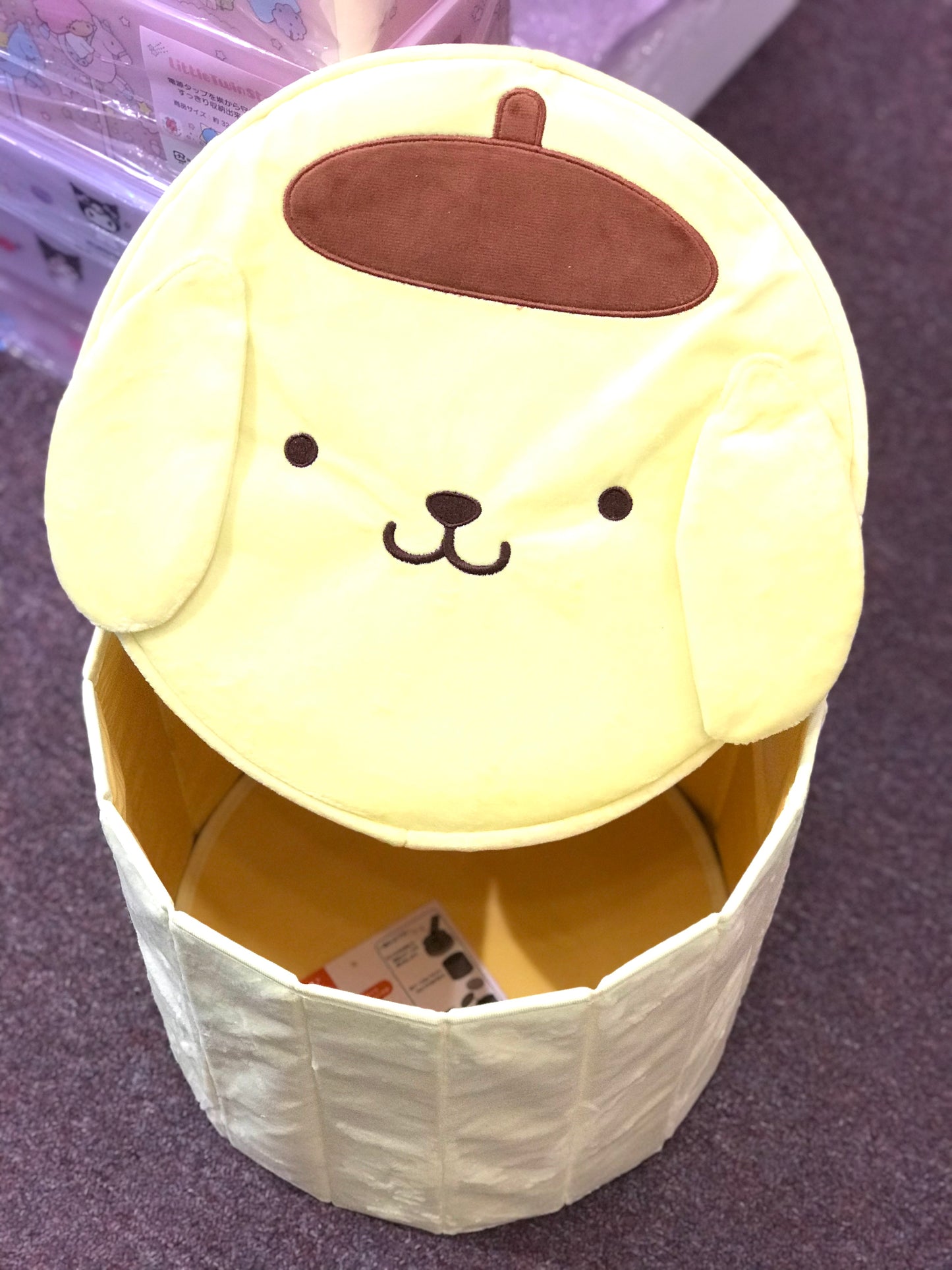 SANRIO POMPOMPURIN STORAGE BOX ROUND P/N