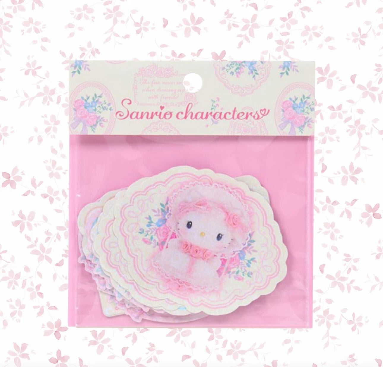 SANRIO ORIGINAL STICKER SET WHITE FRILL SPARKLING HEART HOLOGRAM