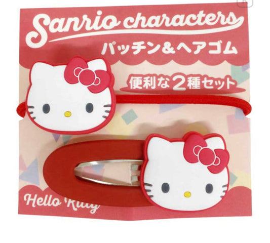 SANRIO HELLO KITTY HAIR CLIP & HAIR TIE SET