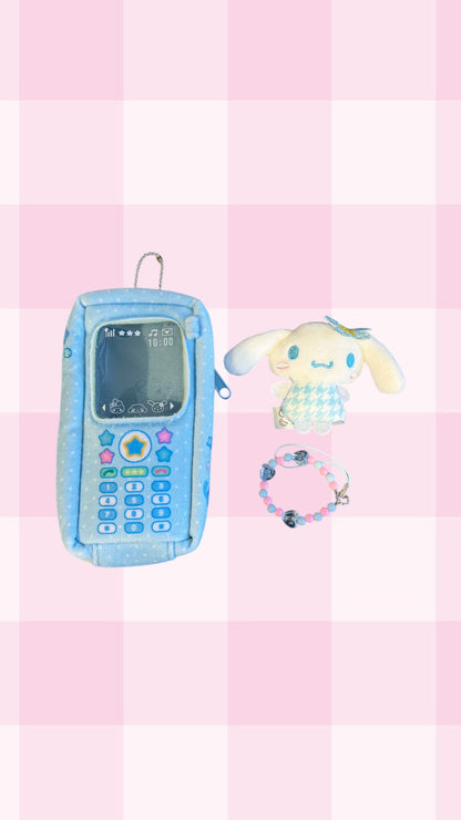 SANRIO ORIGINAL CINNAMOROLL CELLPHONE PLUSH WITH MASCOT CHARM