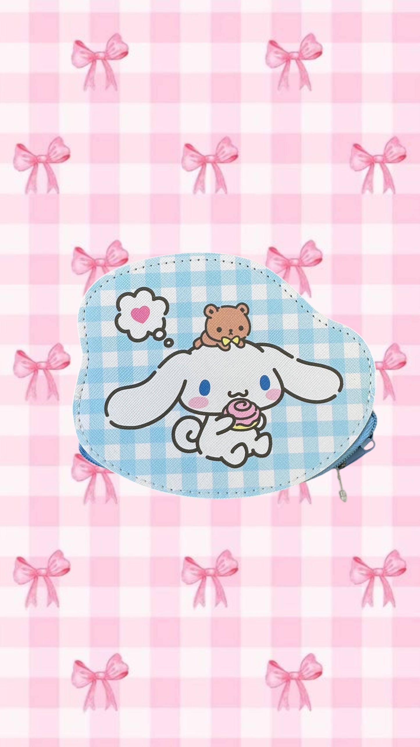 SANRIO CINNAMOROLL DIECUT PASTEL CHECK COIN PURSE