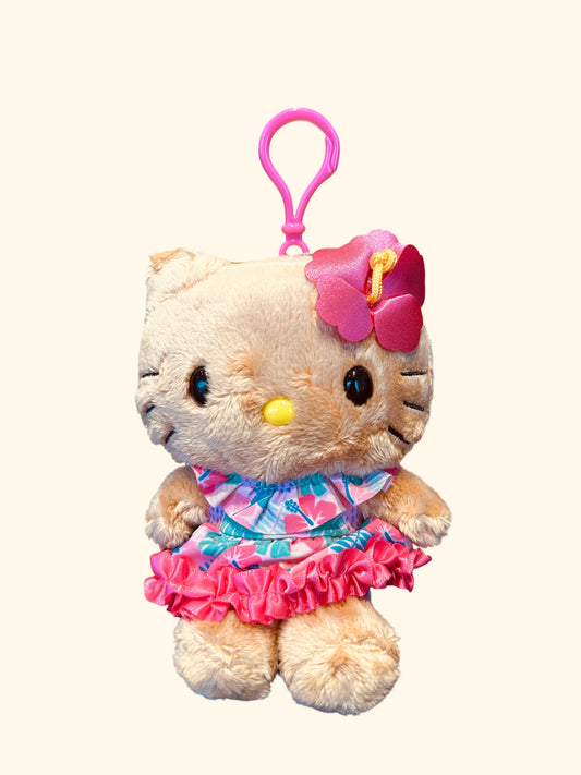 SANRIO HELLO KITTY MASCOT CLIP ON TAN HIBISCUS