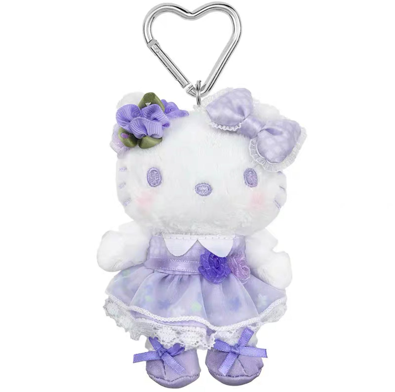 SANRIO ORIGINAL HELLO KITTY MASCOT CHARM / PLUSH PURPLE FLOWER DRESS