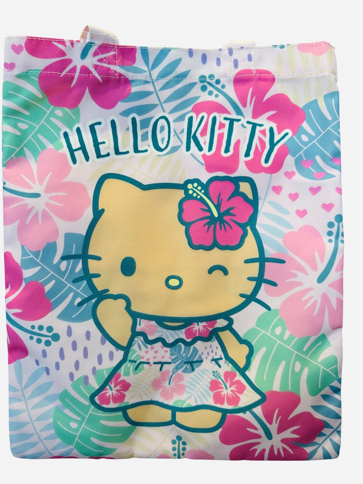 SANRIO HELLO KITTY TOTE BAG TAN HIBISCUS