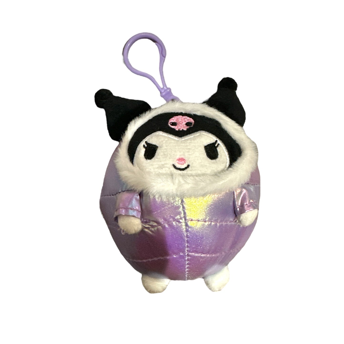 SANRIO KUROMI MASCOT CLIP ON SHINY HOODED PUFFER JACKET