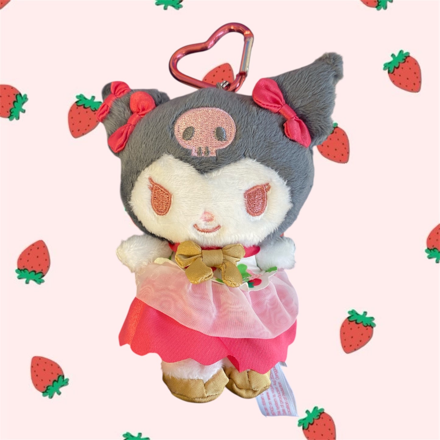 SANRIO ORIGINAL KUROMI MASCOT HOLDER WITH CARABINER (STRAWBERRY NEWS 50TH ANNIVERSARY)