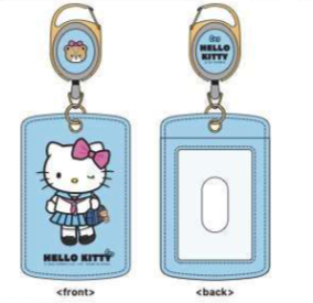 SANRIO HELLO KITTY CARD CASE W KEY REEL SAILOR UNIFORM JAPAN GIRL