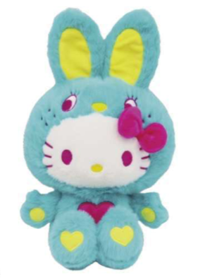 SANRIO ORIGINAL HELLO KITTY 11 IN GREEN COLORFUL BUNNY PLUSH