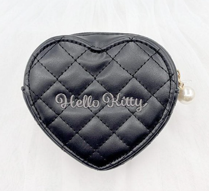 SANRIO QUILTED HEART POUCH HELLO KITTY BLACK ANGEL