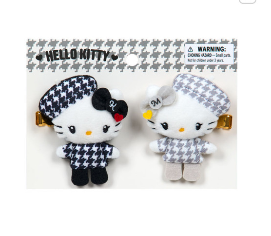 SANRIO ORIGINAL HELLO KITTY HELLO MIMMY MASCOT HAIR CLIP SET MONOCHROME GIRLY