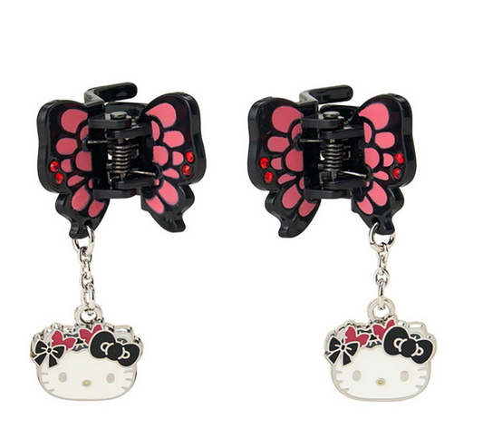 SANRIO ORIGINAL MINI HAIR CLIP SET HELLO KITTY BUTTERFLY SWAYING CHARM