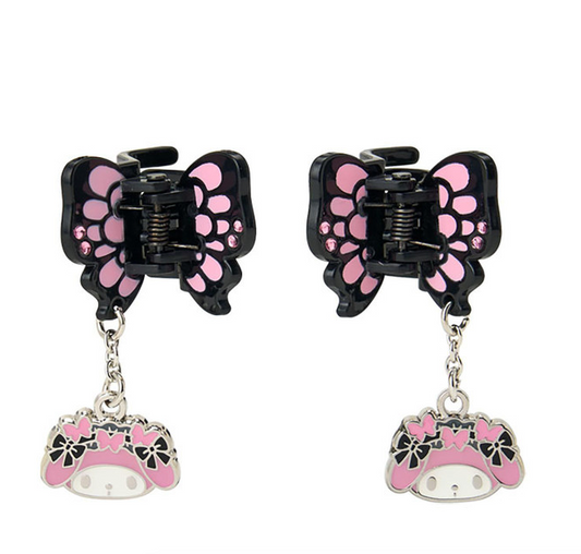 SANRIO ORIGINAL MINI HAIR CLIP SET MY MELODY BUTTERFLY SWAYING CHARM
