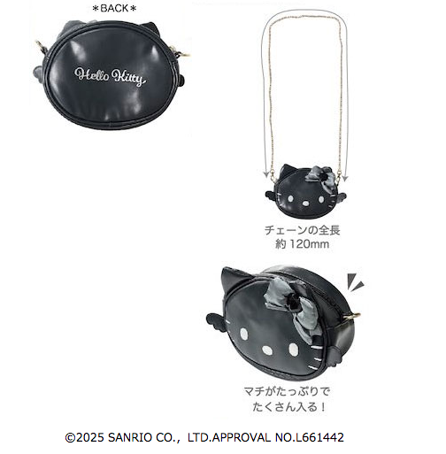 SANRIO FACE-SHAPED SHOULDER BAG HELLO KITTY BLACK ANGEL