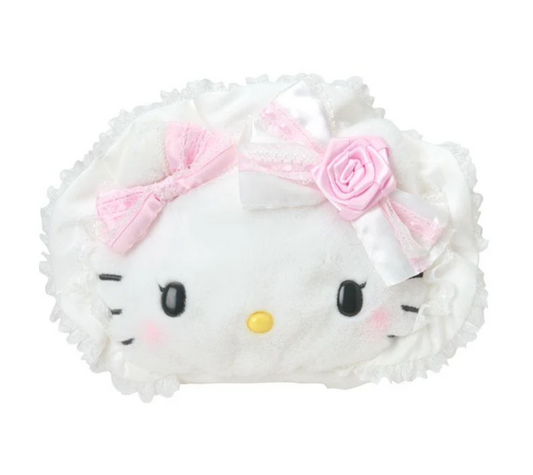 SANRIO ORIGINAL HELLO KITTY FACE-SHAPED POUCH WHITE FRILL