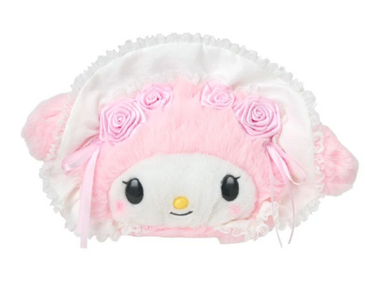 SANRIO ORIGINAL MY MELODY FACE-SHAPED POUCH WHITE FRILL
