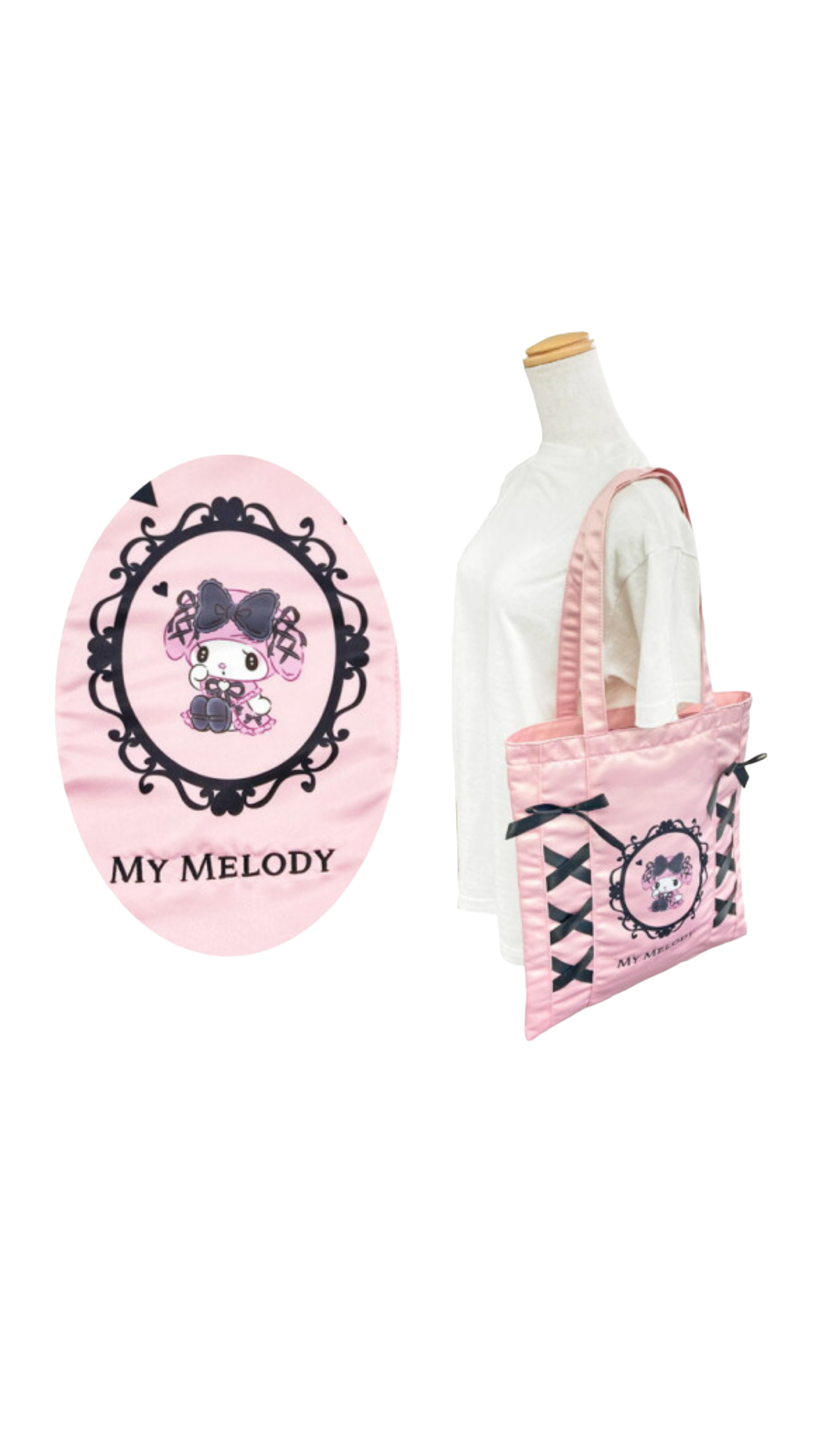 SANRIO JAPAN ORIGINAL MY MELODY TOTE BAG MOONLIT MELOKURO MIDNIGHT PINK