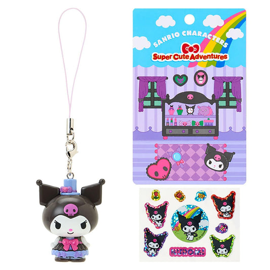 SANRIO ORIGINAL KUROMI STRAP AND STICKER SET SUPER CUTE ADVENTURES MY DREAM SMARTPHONE