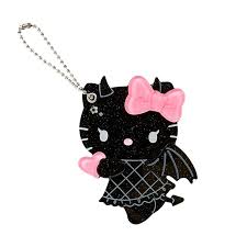 SANRIO JAPAN ORIGINAL HELLO KITTY SLIDE MIRROR ANGEL DEVIL DESIGN BLACK