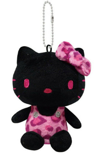 SANRIO ORIGINAL HELLO KITTY MASCOT CHARM / PLUSH LEOPARD TOFFEE BLACK  PINK