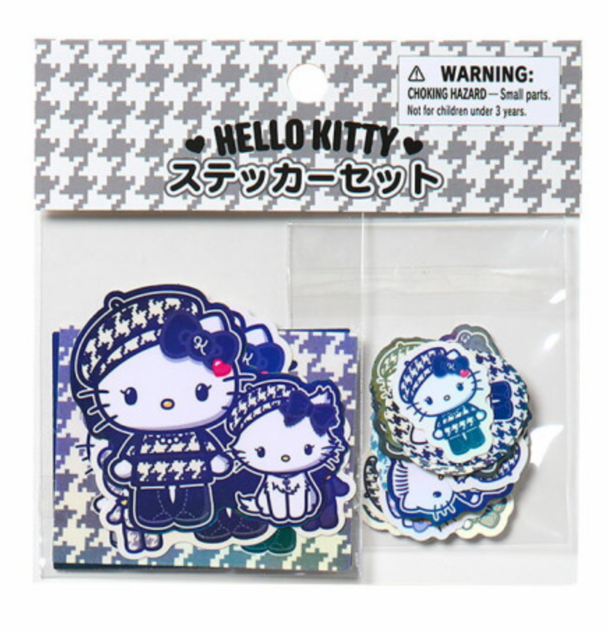 SANRIO ORIGINAL HELLO KITTY STICKER SET MONOCHROME GIRLY TWIN COORDINATE