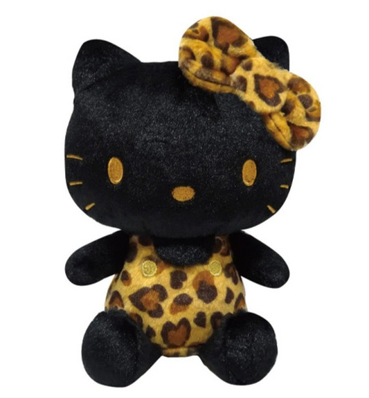 SANRIO ORIGINAL HELLO KITTY SITTING PLUSH LEOPARD BLACK BROWN