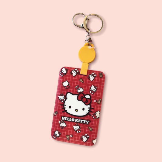 SANRIO ORIGINAL HELLO KITTY RED CARD CASE WITH KEY REEL