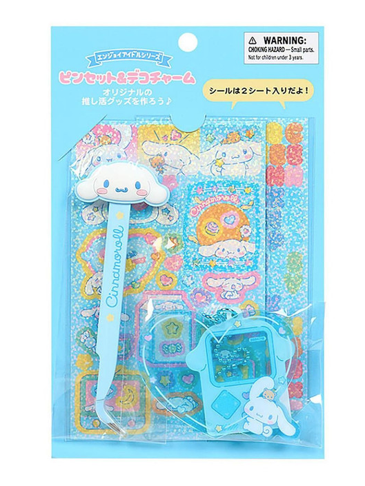 SANRIO ORIGINAL CINNAMOROLL TWEEZER & DECO CHARMS & STICKER ENJOY IDOL