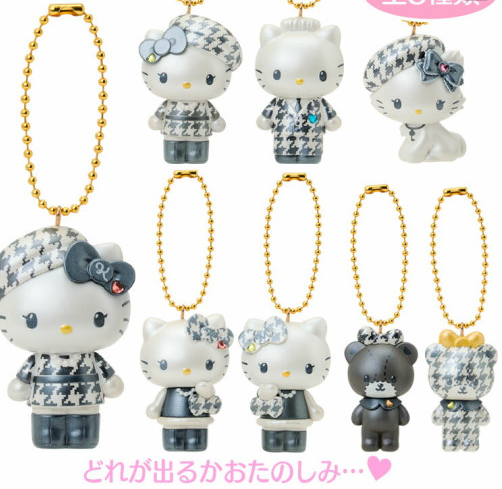 SANRIO ORIGINAL HELLO KITTY HELLO MIMMY MASCOT KEYCHAIN BLIND BOX MONOCHROME GIRLY