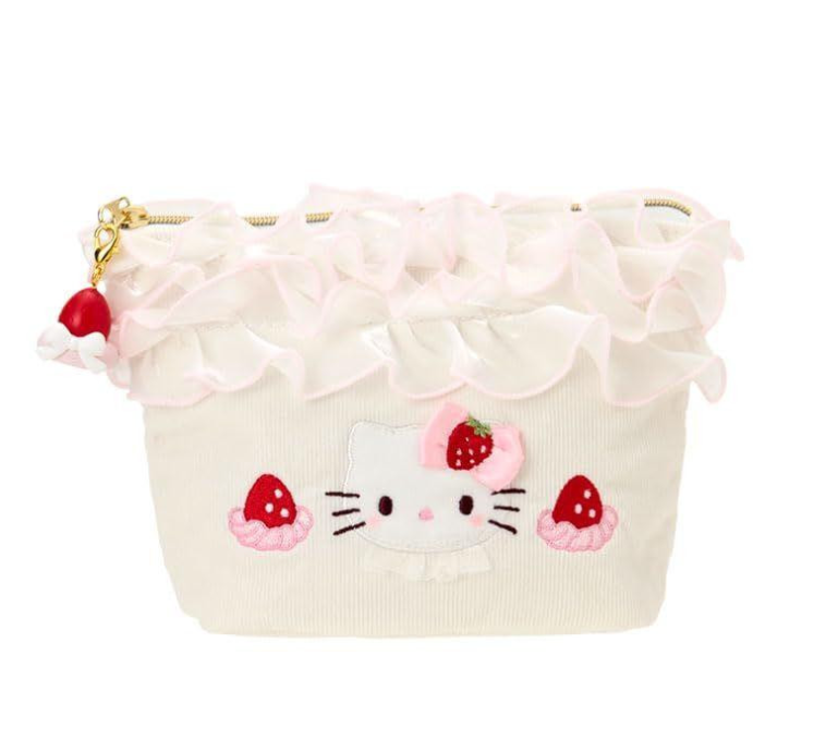 SANRIO ORIGINAL HELLO KITTY FRILL COSMETIC POUCH STRAWBERRY WHIPPED CAKE
