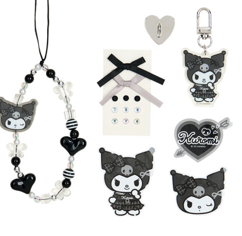 SANRIO ORIGINAL KUROMI MONTONE DECORATION CHARM SET BLACK & WHITE