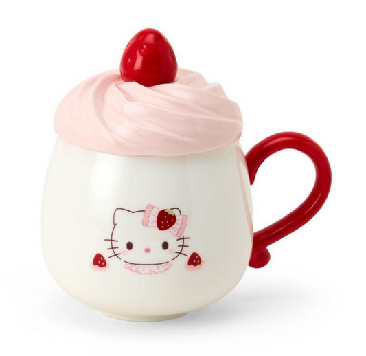 SANRIO ORIGINAL HELLO KITTY 3D PORCELAIN MUG STRAWBERRY WHIPPED CAKE