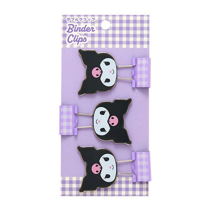 SANRIO KUROMI 3 PC DOUBLE CLIP SET
