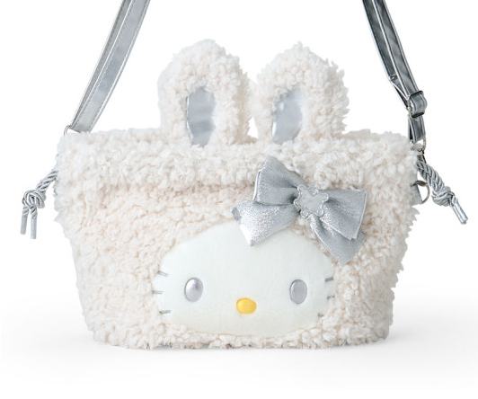 SANRIO ORIGINAL HELLO KITTY 2 WAY DRAWSTRING SHOULDER BAG FLUFFY SNOW RABBIT