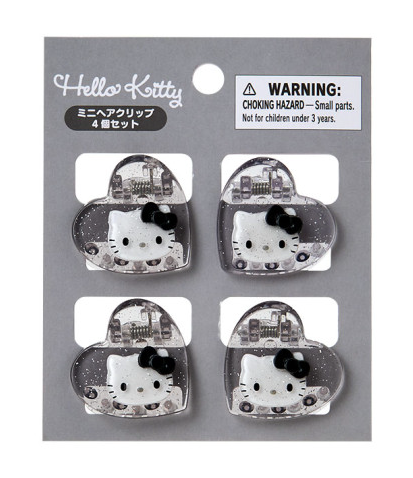 SANRIO ORIGINAL HELLO KITTY MINI HAIR CLIP SET METALLIC SILVER