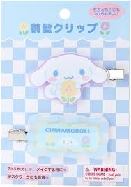 SANRIO JAPAN ORIGINAL CINNAMOROLL BANGS HAIR CLIP SET PASTEL CHECKER