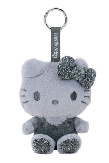 SANRIO ORIGINAL HELLO KITTY FLUFFY GLITTER GRAY MASCOT HOLDER