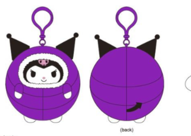 SANRIO KUROMI MASCOT CLIP ON / PLUSH HOODED PUFFER JACKET