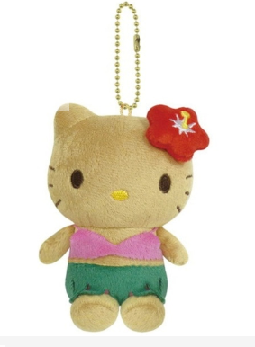 SANRIO ORIGINAL HELLO KITTY HIBISCUS MASCOT WITH BALL CHAIN SUNTAN SERIES