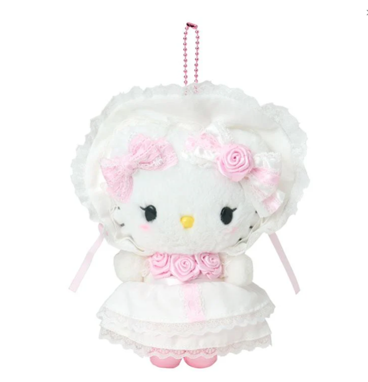 SANRIO ORIGINAL HELLO KITTY MASCOT HOLDER WHITE FRILL