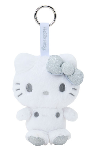 SANRIO ORIGINAL HELLO KITTY FLUFFY GLITTER WHITE MASCOT HOLDER
