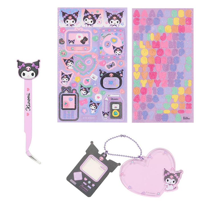 SANRIO ORIGINAL KUROMI TWEEZER & DECO CHARMS & STICKER ENJOY IDOL