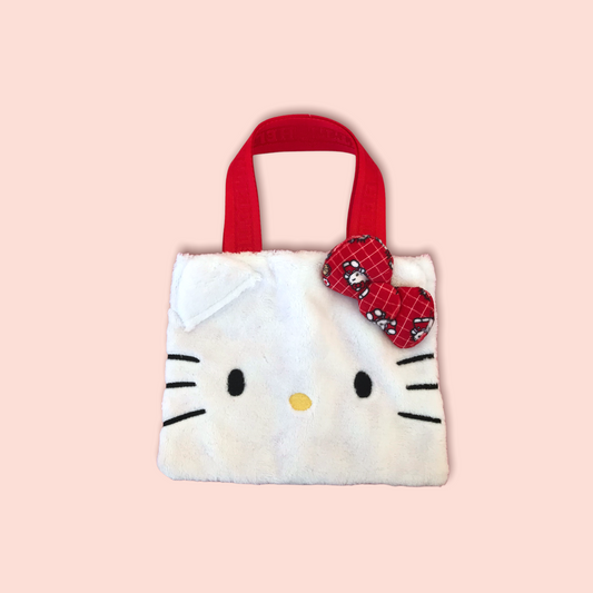 SANRIO ORIGINAL HELLO KITTY RED FLUFFY FACE BAG