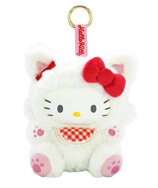 SANRIO ORIGINAL HELLO KITTY PLUSH MASCOT KEYCHAIN FINE FACE CAT WHITE