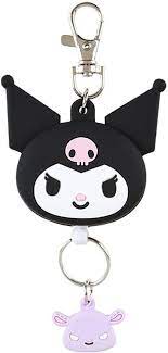 SANRIO JAPAN ORIGINAL KUROMI AUTO RETRACT REEL KEYCHAIN FACE