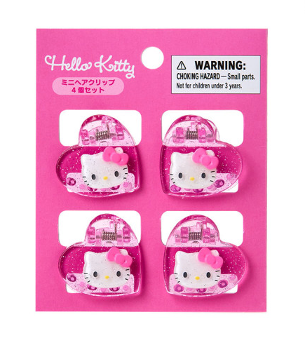 SANRIO ORIGINAL HELLO KITTY MINI HAIR CLIP SET METALLIC PINK