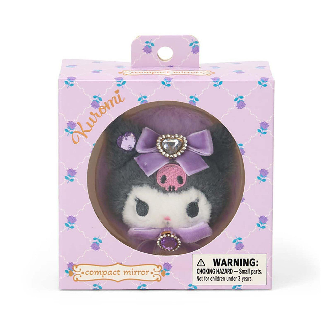 SANRIO ORIGINAL KUROMI MASCOT DOUBLE COMPACT MIRROR PURPLE STONE RIBBON