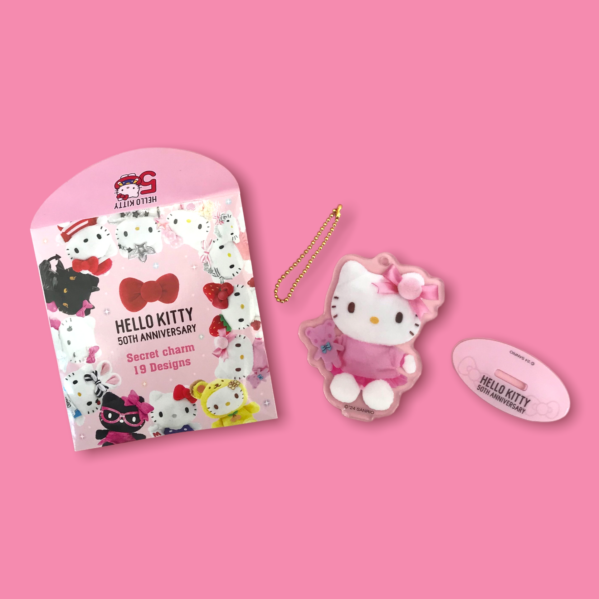 SANRIO JAPAN ORIGIAL HELLO KITTY 50TH ANNIVERSARY ACRYLIC CHARM